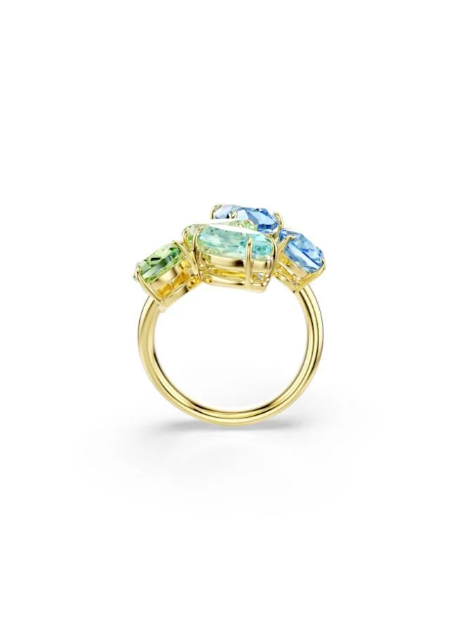 سواروفسكي خاتم جيما مفتوح ذهبي أسود وأخضر